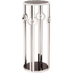 Carter 36 X 14 Inch Stainless Steel With Black Glass Side Table, Large