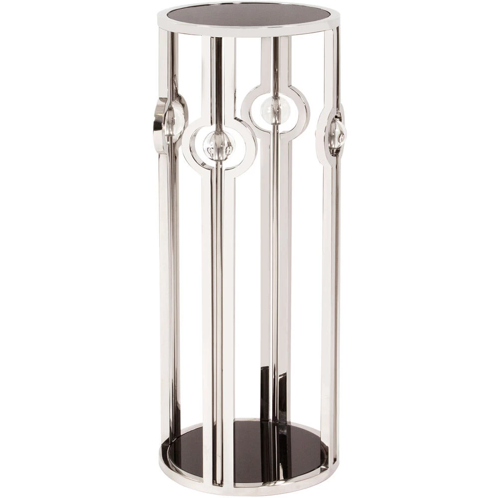 Carter 36 X 14 Inch Stainless Steel With Black Glass Side Table, Large