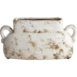 Leos White Glaze Planter, Small