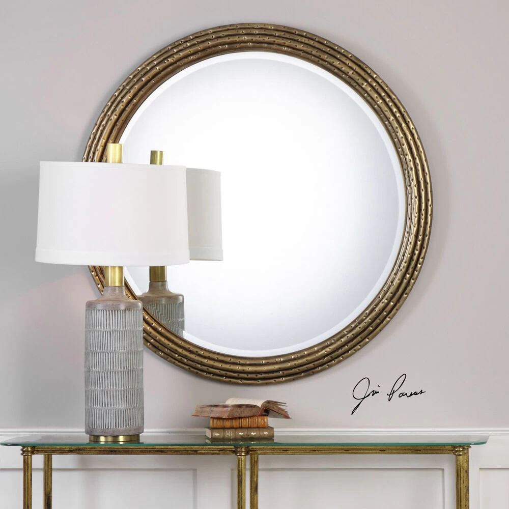 Spera 42 X 42 Inch Gold Wall Mirror, Round, Jim Parsons - Image 2