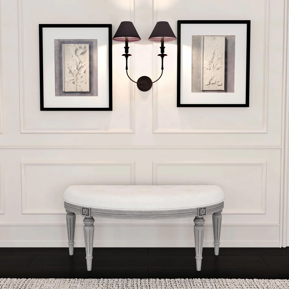 Tamara Upholstered Demilune 45"W Bench In Gray - Image 2