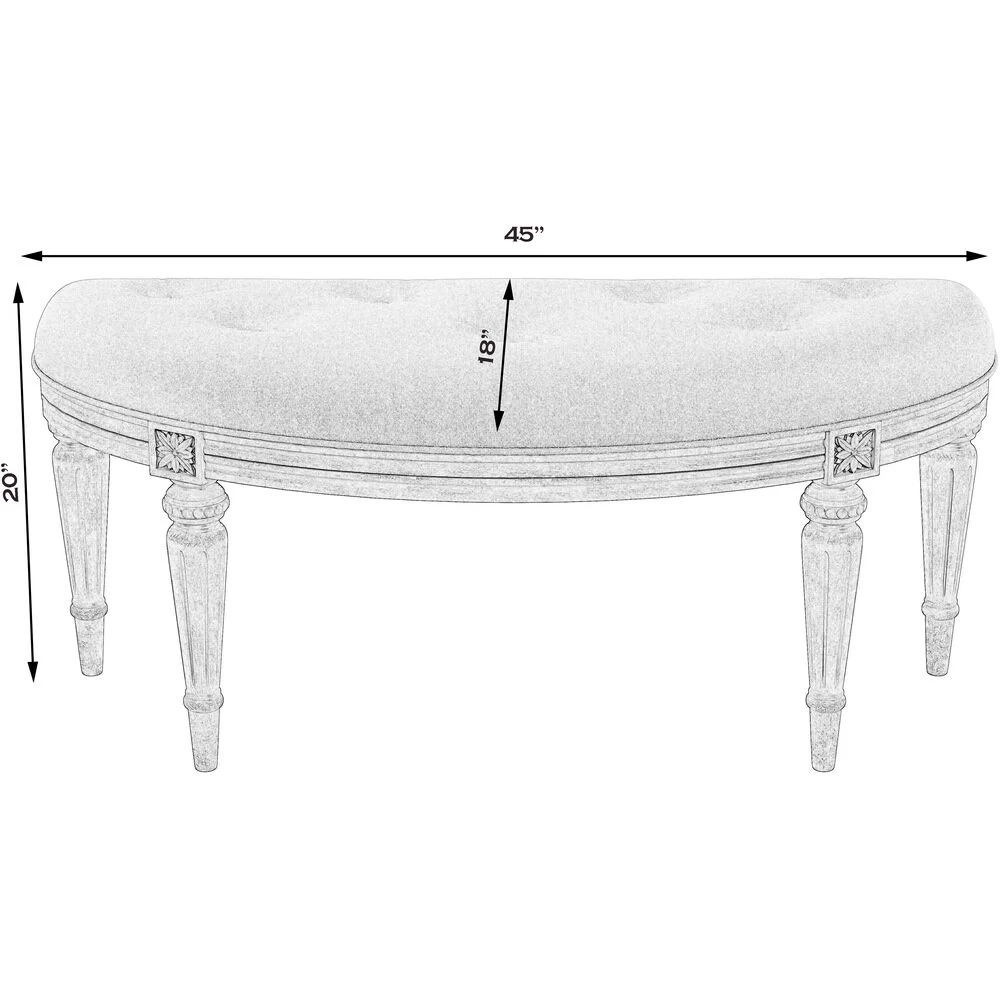 Tamara Upholstered Demilune 45"W Bench In Gray - Image 4