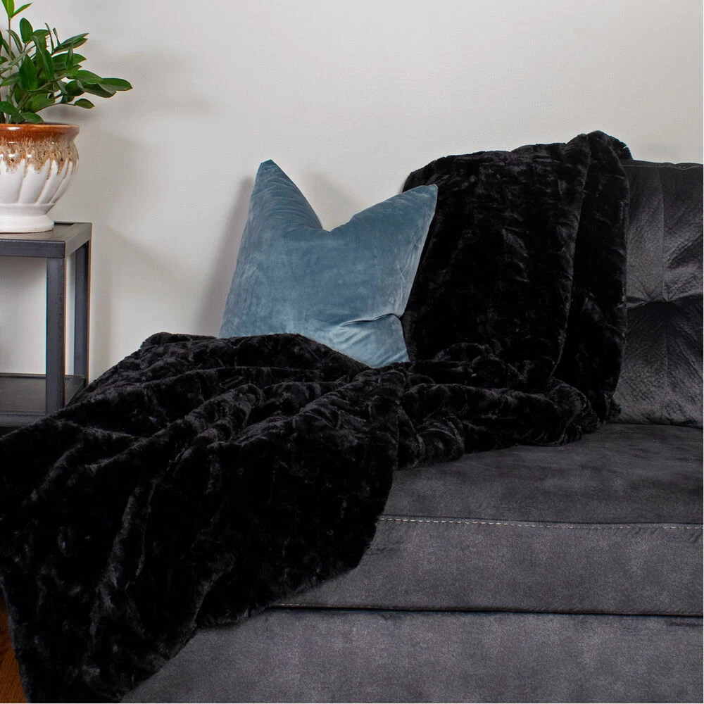 Carter 55 Inch Angora Ebony Throw - Image 5