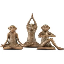 Zen Monkey 12 X 9 Inch Sculptures, Set Of 3