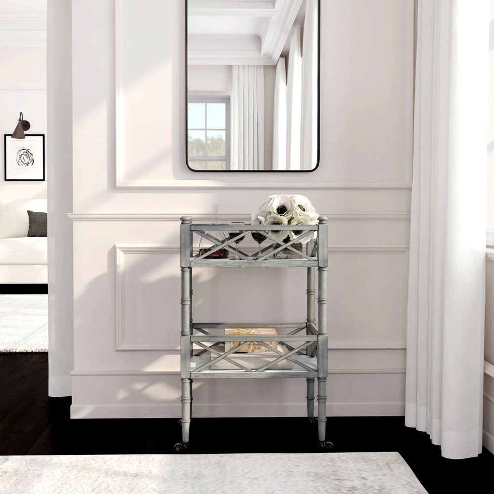 Foster 2 Tier Bar Cart In Gray - Image 2