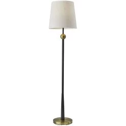 Adesso Francis 61 Inch 100.00 Watt Black And Antique Brass Floor Lamp Portable Light