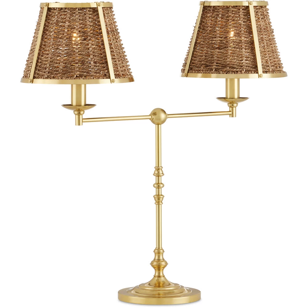 Deauville 25 Inch 7.00 Watt Polished Brass/Natural Desk Lamp Portable Light, Suzanne Duin Collection - Image 3