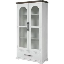 Locksmith Off White With Brown And Clear Cabinet With Bookcase