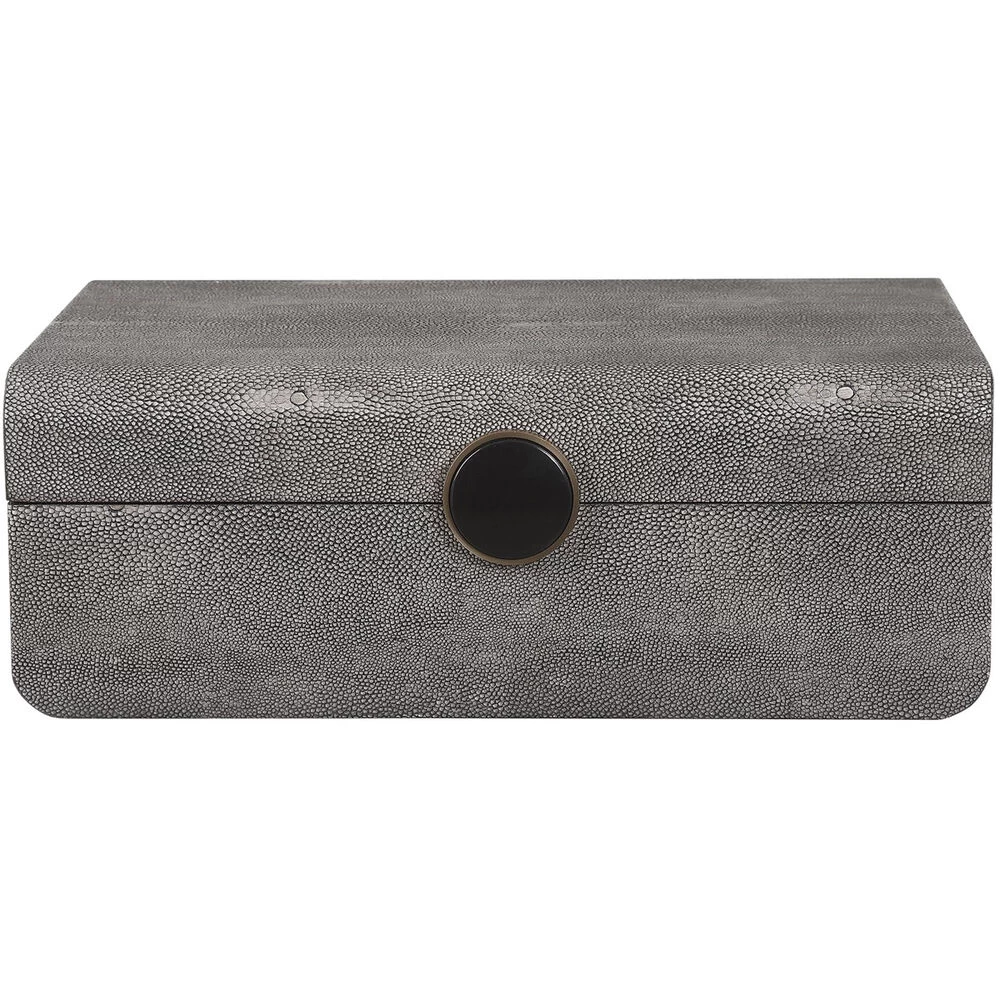 Lalique 13 Inch Faux Smoke Gray Shagreen Art Deco Box