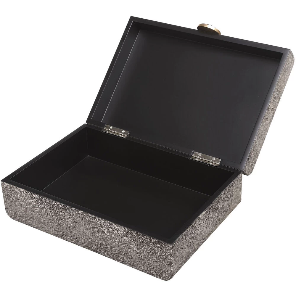 Lalique 13 Inch Faux Smoke Gray Shagreen Art Deco Box - Image 3