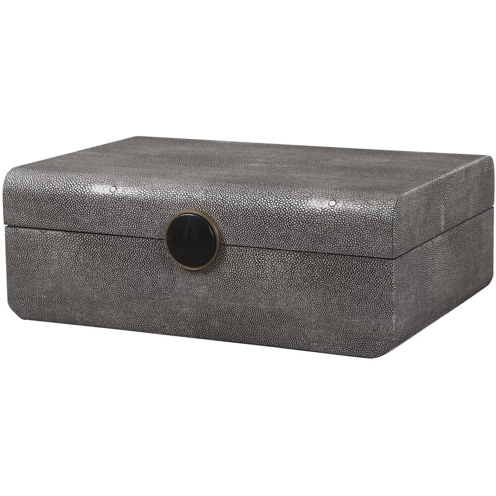 Lalique 13 Inch Faux Smoke Gray Shagreen Art Deco Box - Image 4
