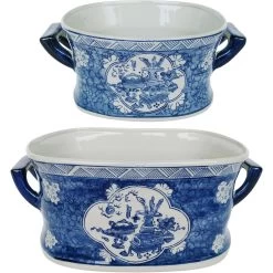 Kelda Blue And White Planter, Set Of 2