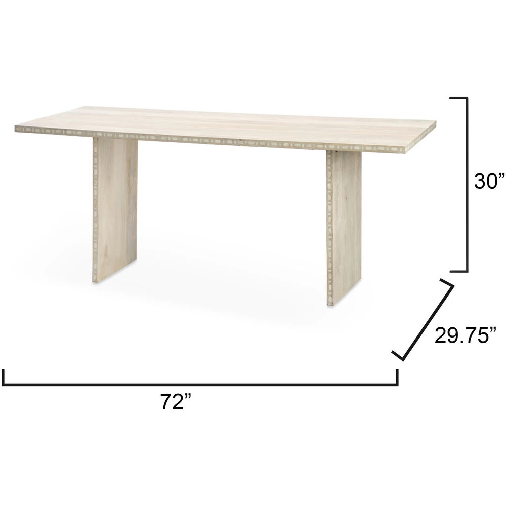 Sama 72 X 30 Inch White Patina Dining Table - Image 3