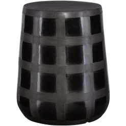 Patchwork Garden 17 Inch Gloss And Matte Black Glazes Garden Stool