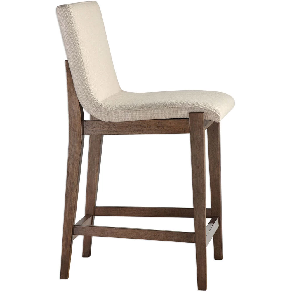 Klemens 39 Inch Neutral Linen Fabric With Light Walnut Counter Stool - Image 4