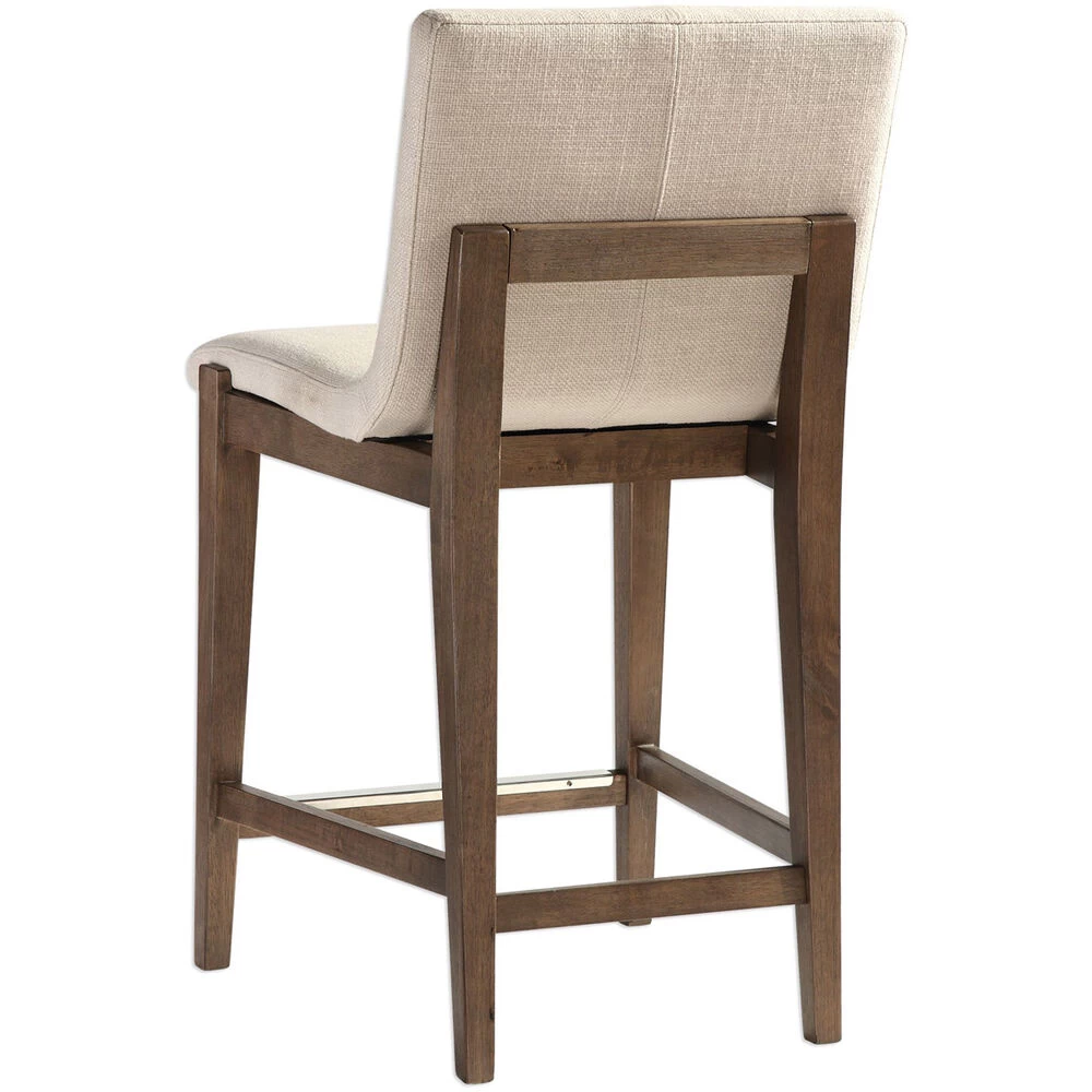 Klemens 39 Inch Neutral Linen Fabric With Light Walnut Counter Stool - Image 5