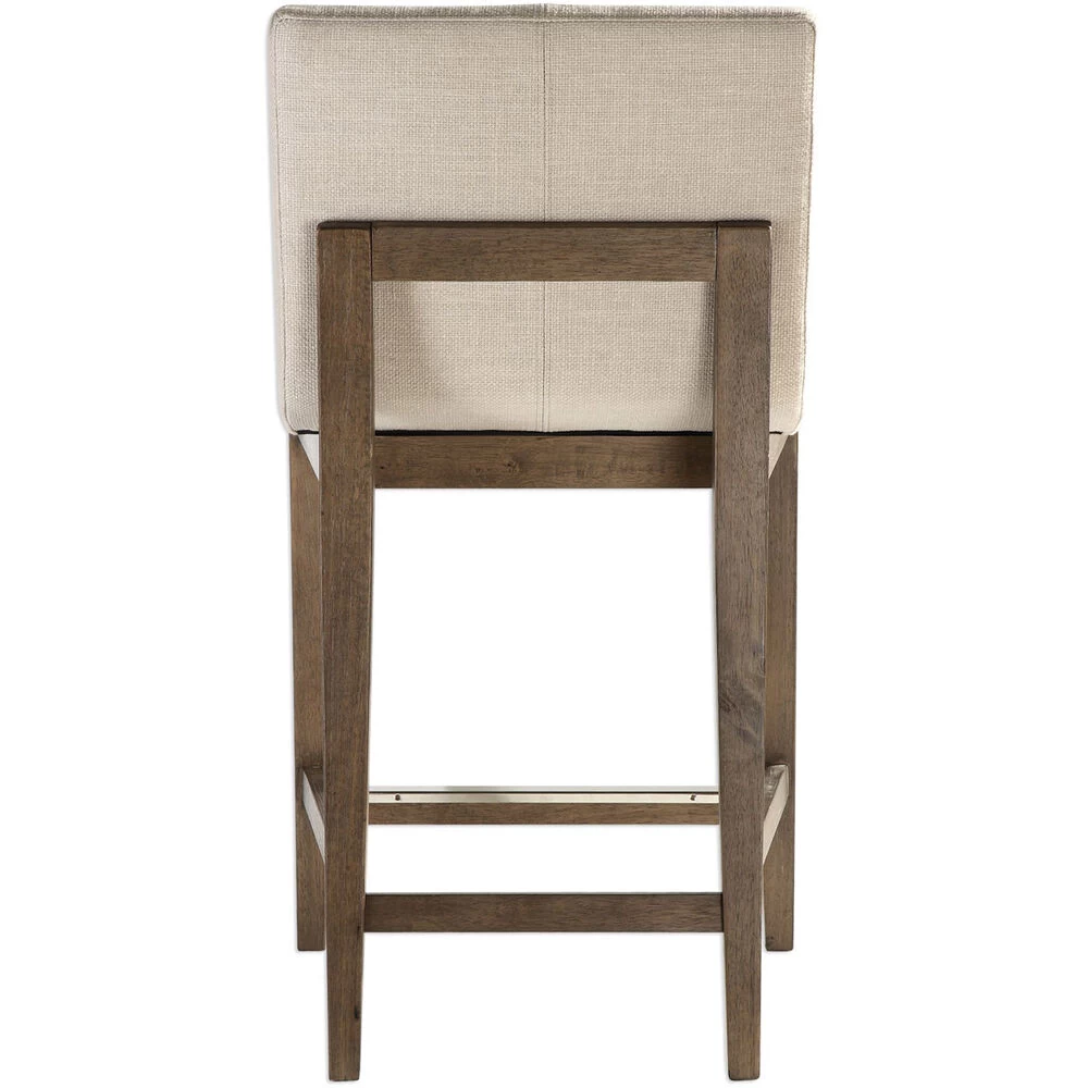 Klemens 39 Inch Neutral Linen Fabric With Light Walnut Counter Stool - Image 6