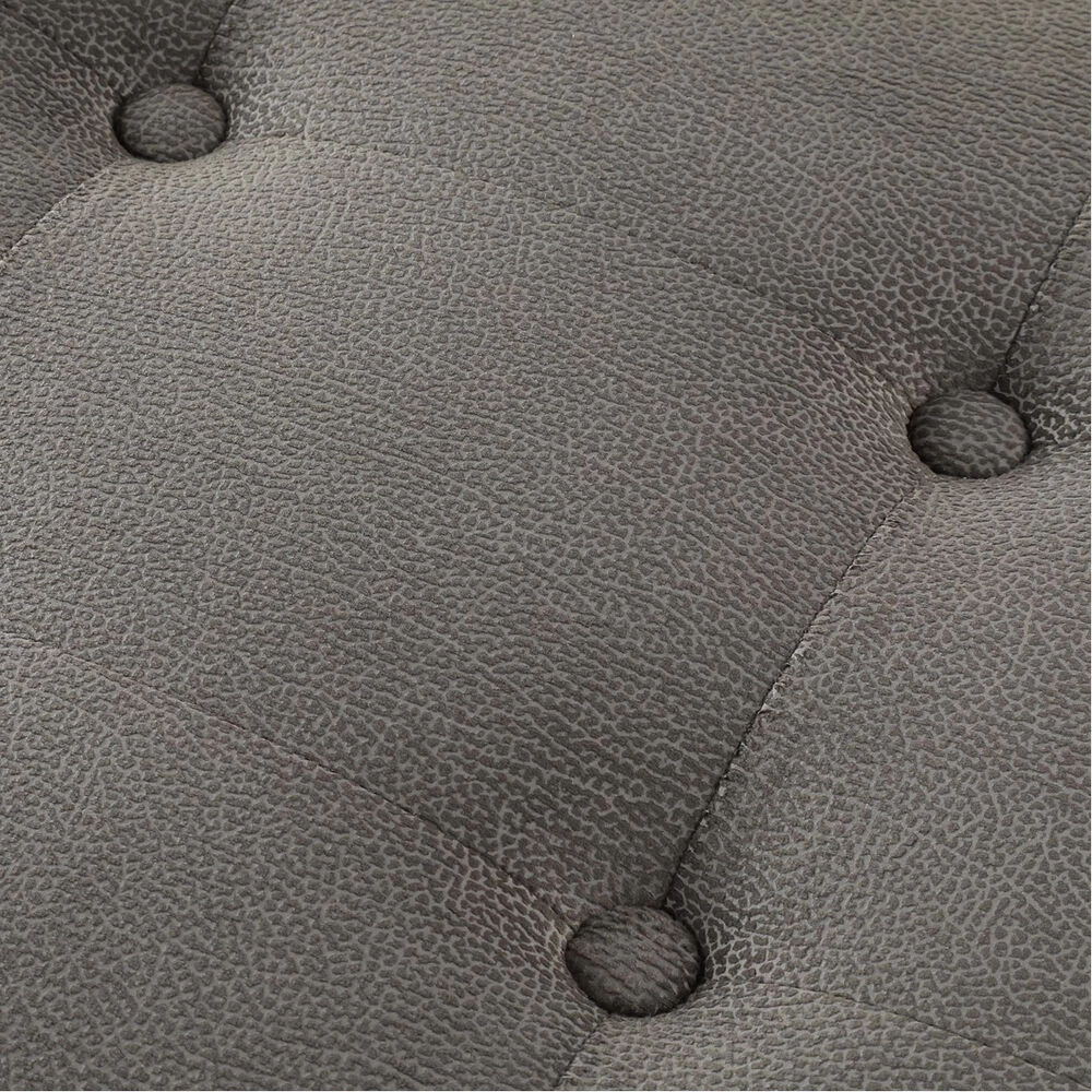 Bijou Polished Stainless Steel And Slate Gray Fabric Bench - Image 3