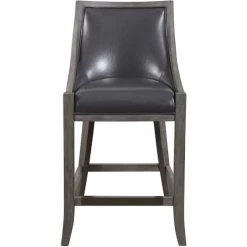 Elowen 39 Inch Steel Gray And Weathered Charcoal Brown Counter Stool