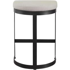 Ivanna 26 Inch Matte Black And Off-white Linen Counter Stool