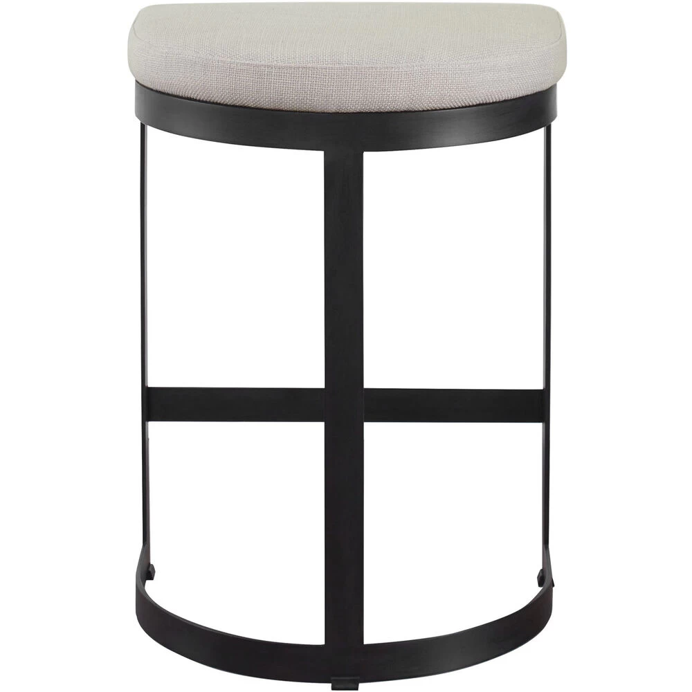 Ivanna 26 Inch Matte Black And Off-white Linen Counter Stool