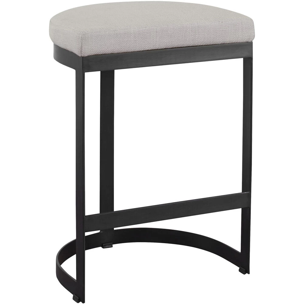 Ivanna 26 Inch Matte Black And Off-white Linen Counter Stool - Image 3