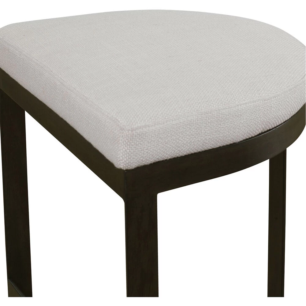 Ivanna 26 Inch Matte Black And Off-white Linen Counter Stool - Image 4