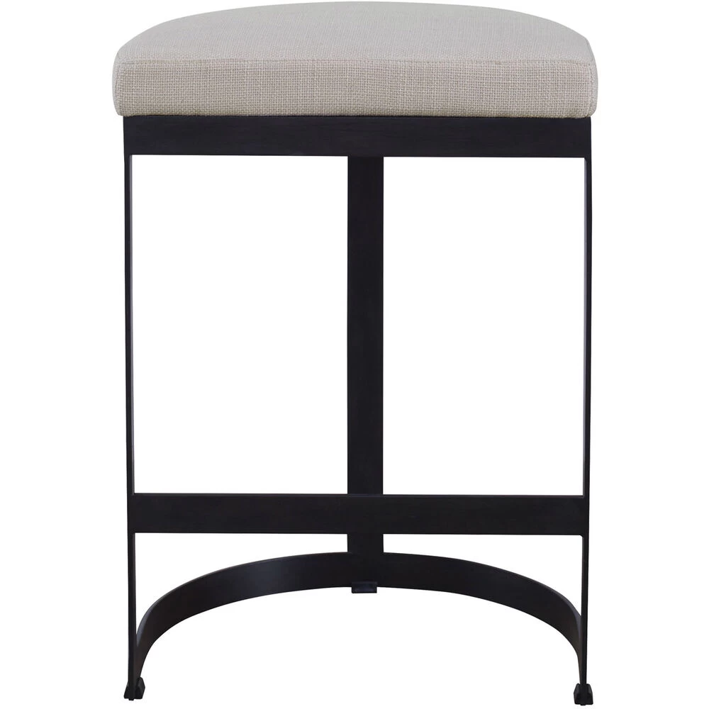 Ivanna 26 Inch Matte Black And Off-white Linen Counter Stool - Image 2