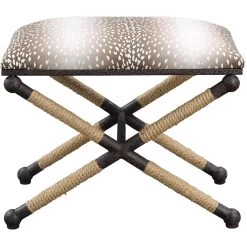 Fawn Rustic Iron And Natural Fiber Rope Bench