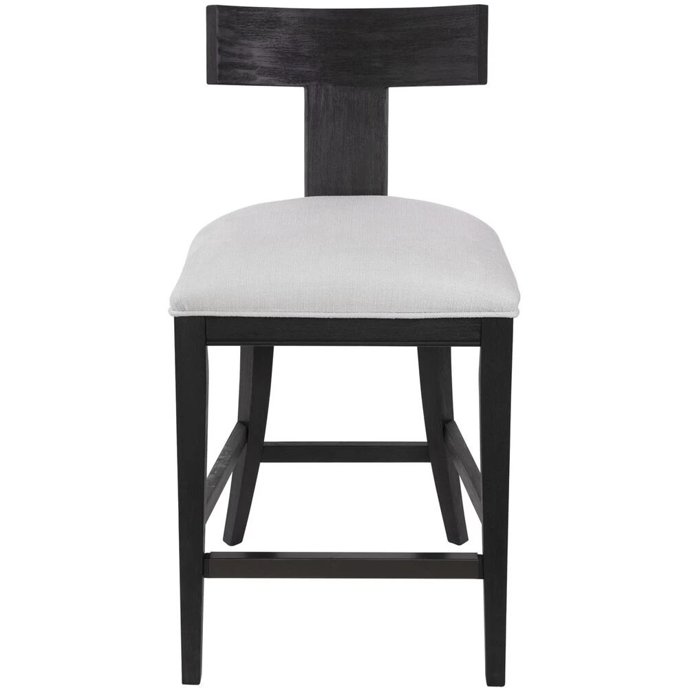 Idris 38 Inch Charcoal Black Stain And White Fabric Counter Stool