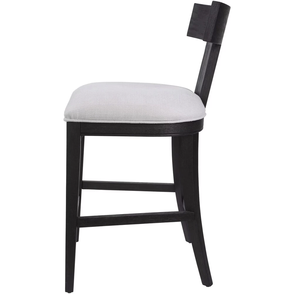 Idris 38 Inch Charcoal Black Stain And White Fabric Counter Stool - Image 3