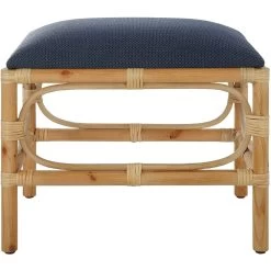 Laguna Navy And Naturally Finished Solid Wood Bench, Small