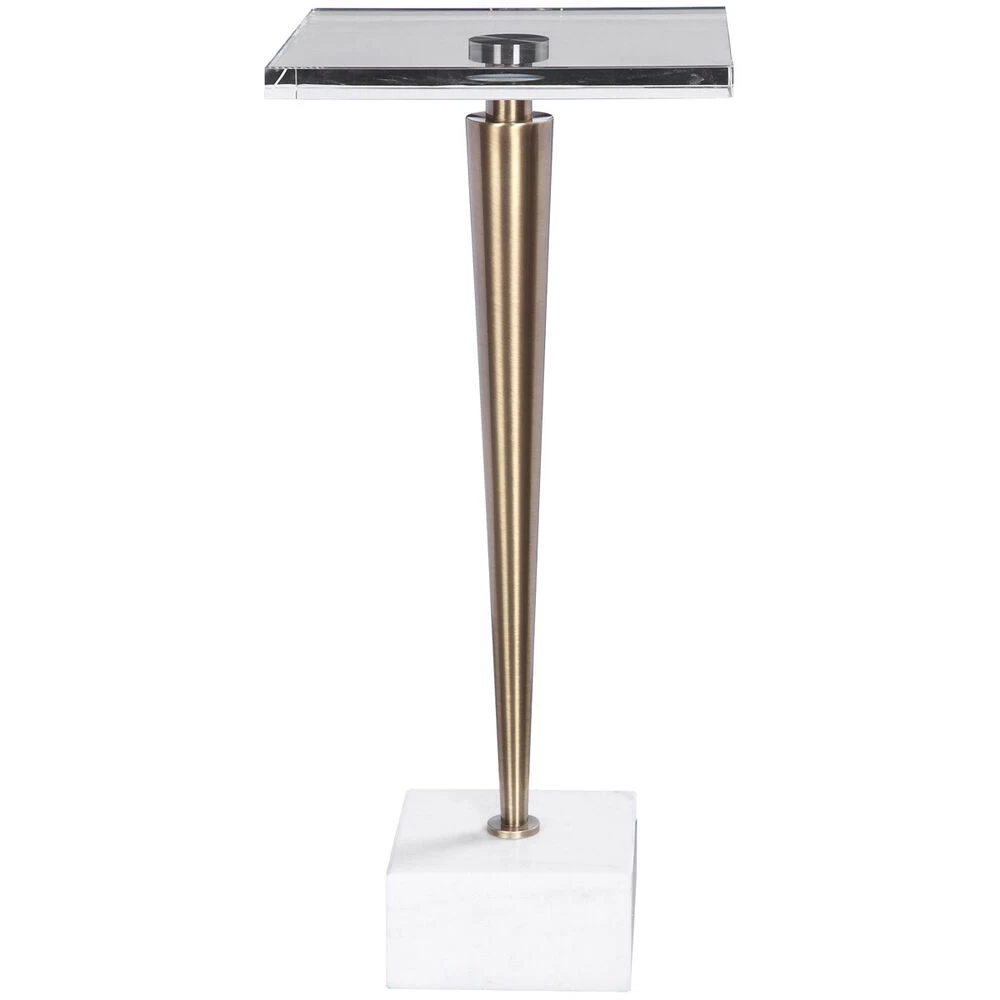 Campeiro 29 X 13 Inch Crystal And Brushed Brass With White Marble Drink Table