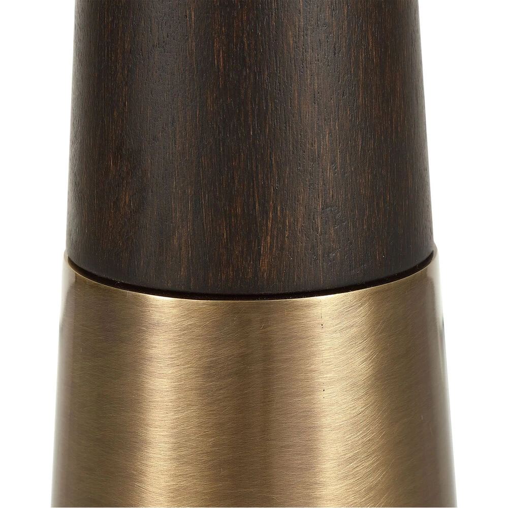 Fortier 22 X 12 Inch Dark Espresso And Brushed Brass With Black Glass Accent Table - Image 2