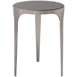 Agra 24 X 18 Inch Light Gray Concrete And Brushed Nickel Side Table