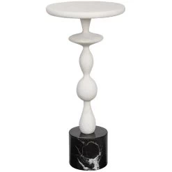 Inverse 24 X 11 Inch White And Black Marble Drink Table