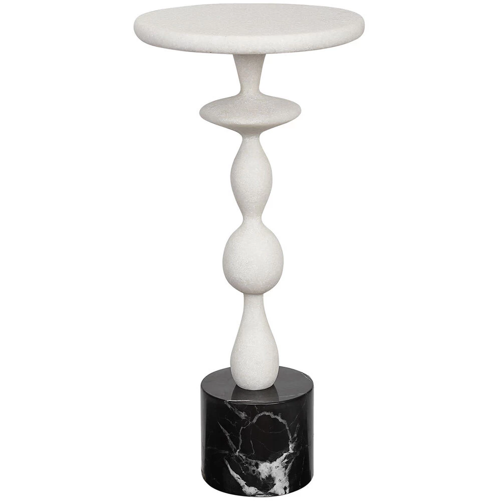 Inverse 24 X 11 Inch White And Black Marble Drink Table