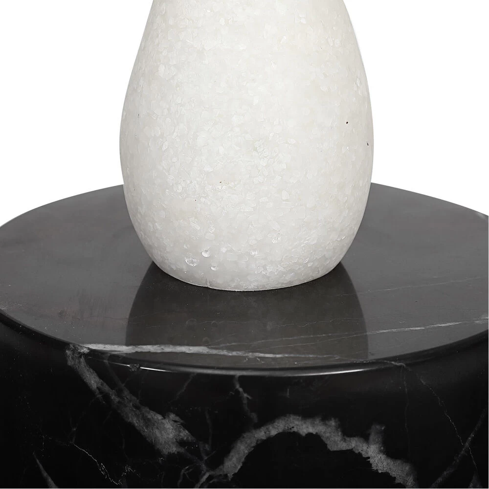 Inverse 24 X 11 Inch White And Black Marble Drink Table - Image 3