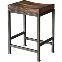 Beck 24 Inch Dark Walnut And Brushed Steel Counter Stool