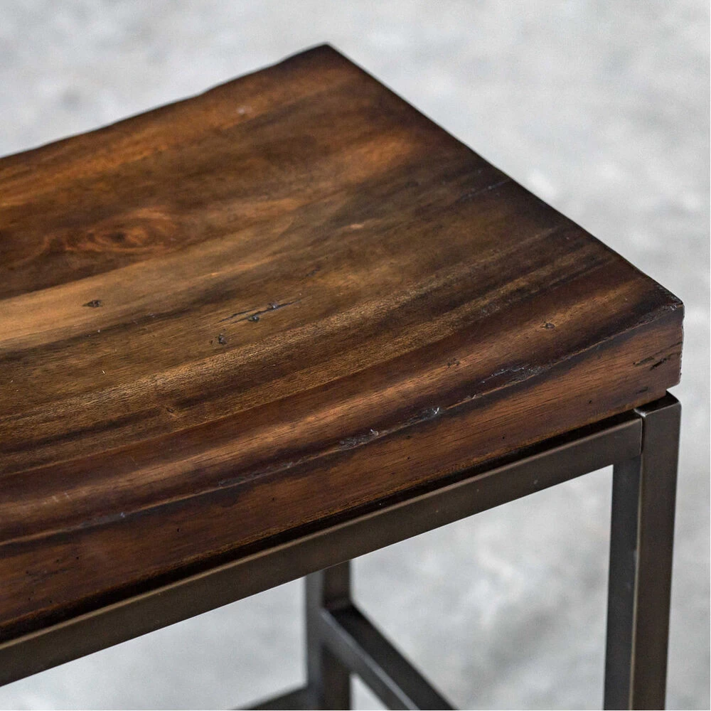 Beck 24 Inch Dark Walnut And Brushed Steel Counter Stool - Image 3