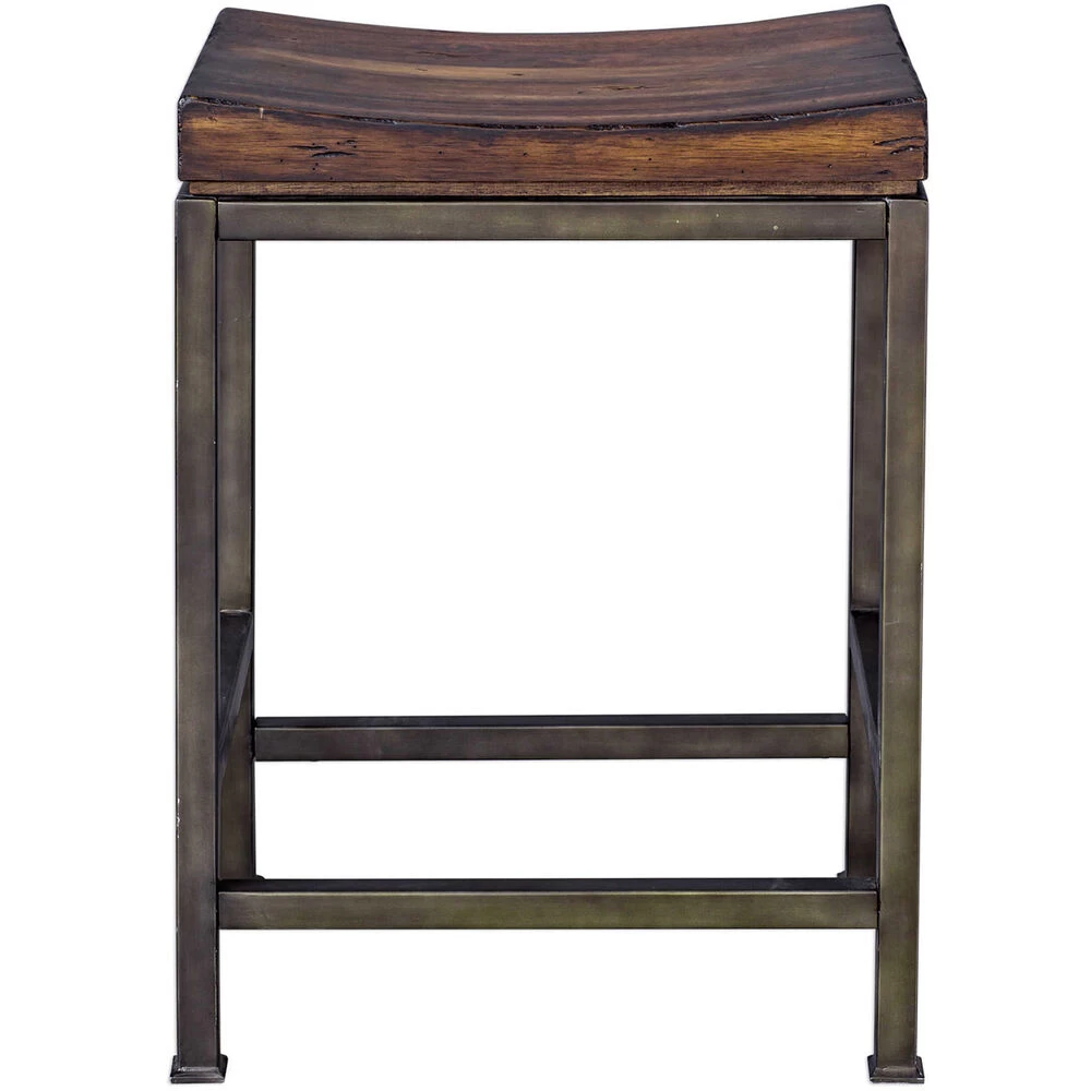 Beck 24 Inch Dark Walnut And Brushed Steel Counter Stool - Image 5