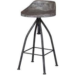 Kairu 35 Inch Blackened Zinc Iron Bar Stool