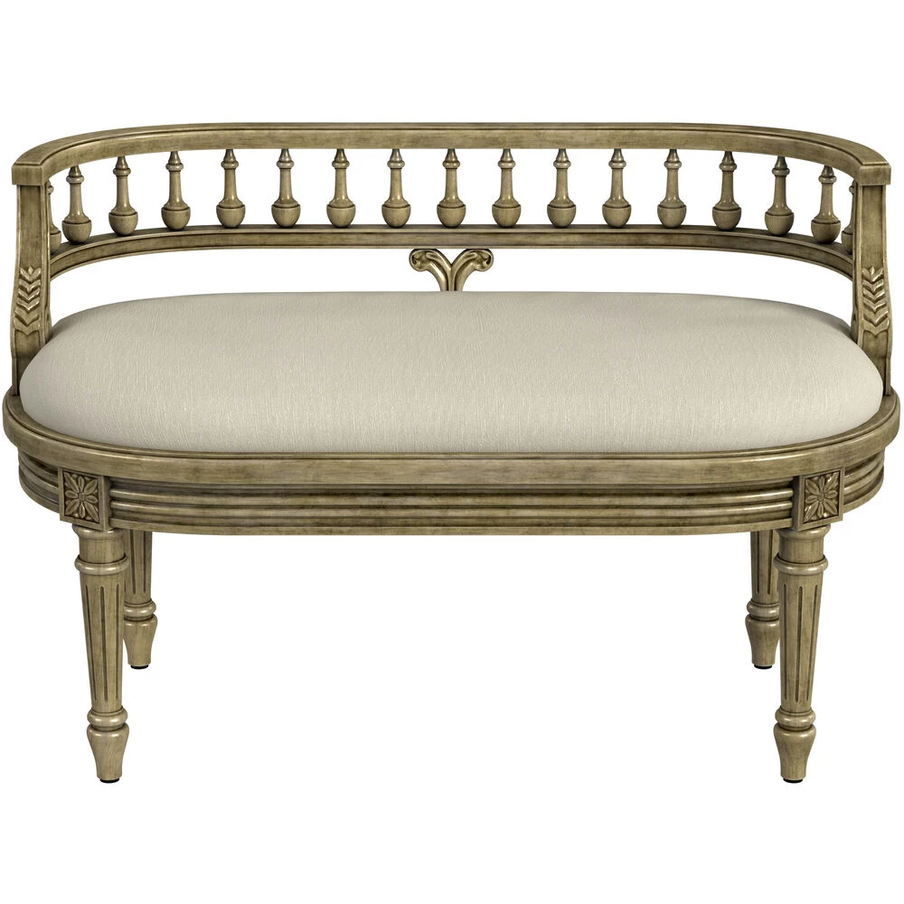 Hathaway 37" Upholstered Bench In Beige - Image 4