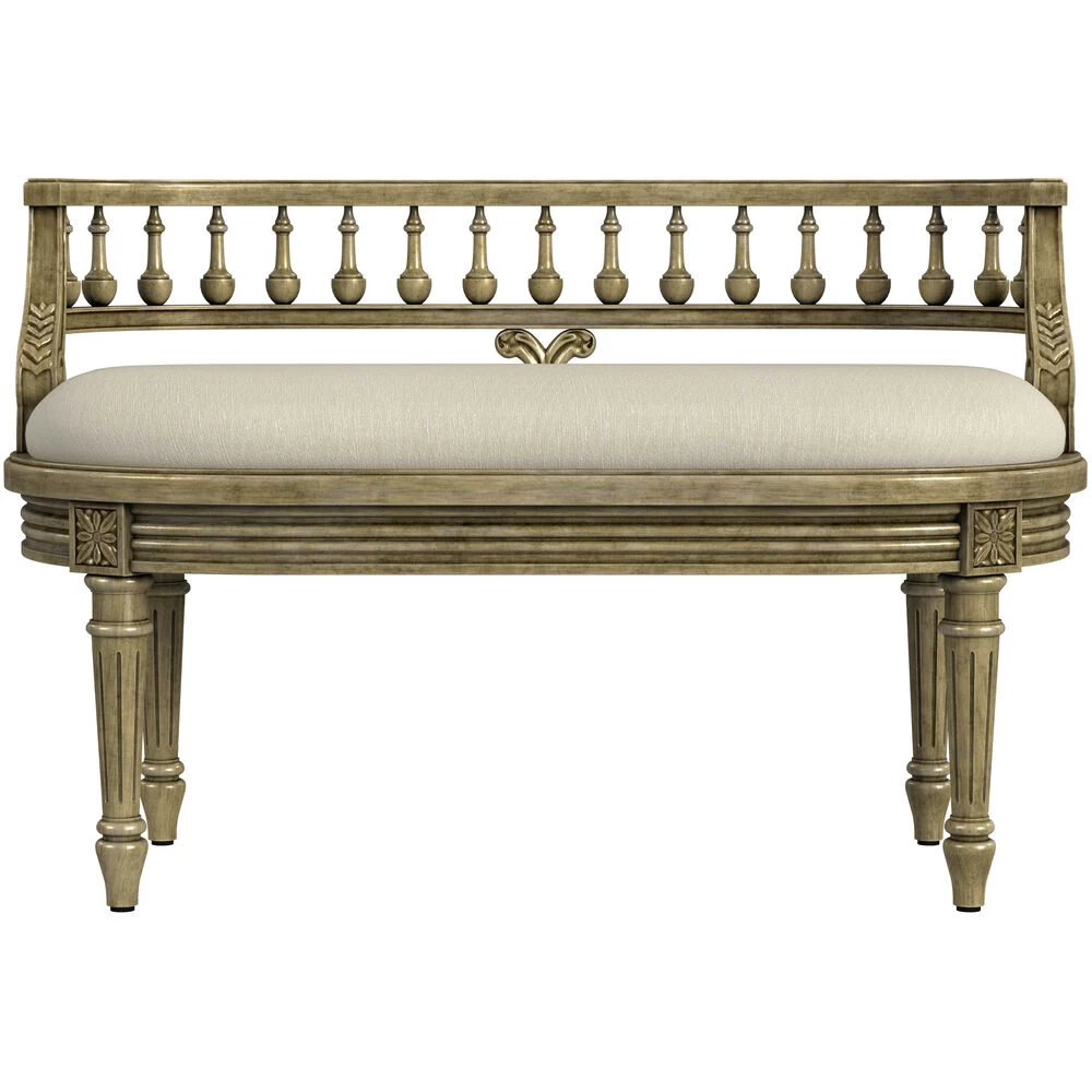 Hathaway 37" Upholstered Bench In Beige - Image 5