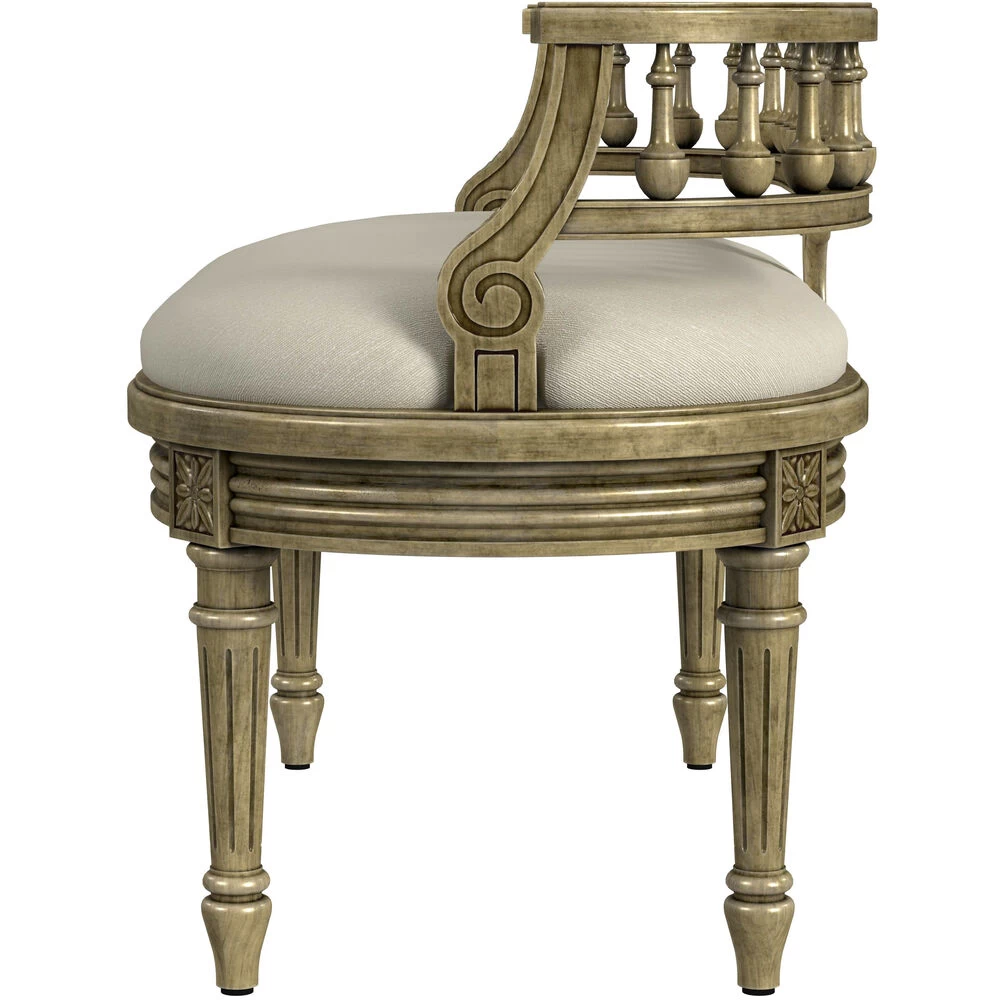 Hathaway 37" Upholstered Bench In Beige - Image 6