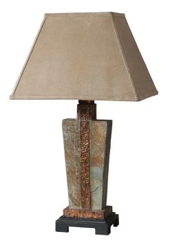 Slate 29 Inch 100 Watt The Base Is Made Of Real Hand Carved Slate Table Lamp Portable Light