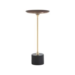 Fitz 10 Inch Antique Brass/Blackened Iron Side Table, Round