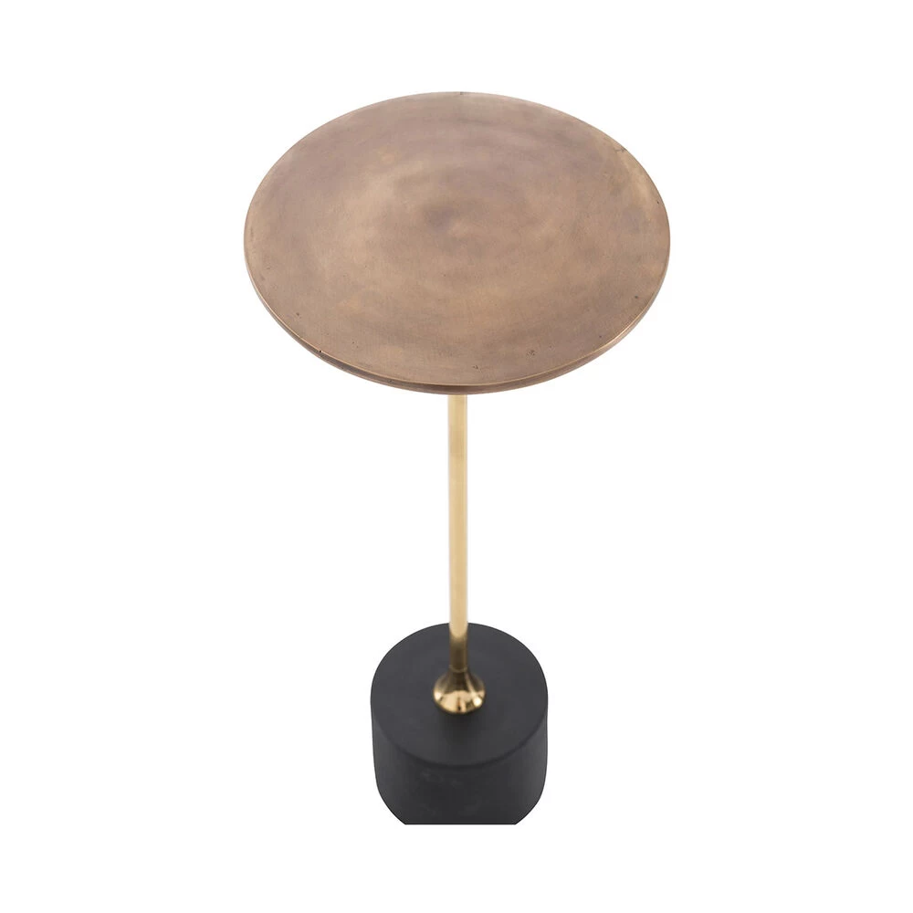 Fitz 10 Inch Antique Brass/Blackened Iron Side Table, Round - Image 4