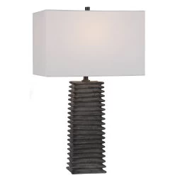 Sanderson 27 Inch 150 Watt Metallic Charcoal Glaze Table Lamp Portable Light