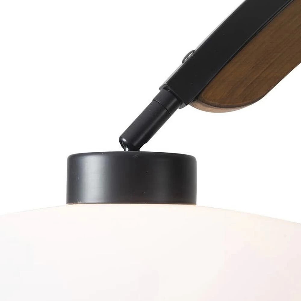 Vaulted 86 Inch 100.00 Watt Weathered Brass And Walnut With Black Arc Floor Lamp Portable Light - Image 4